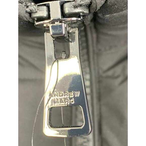 Andrew Marc Stretch Puffer Jacket M Black Removable Fur Hood RGG10697 NWT - Picture 11 of 13